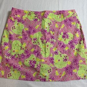 Vintage Lilly Pulitzer Skort Womens 10 Pink Green Mice A Line Straight Skirt